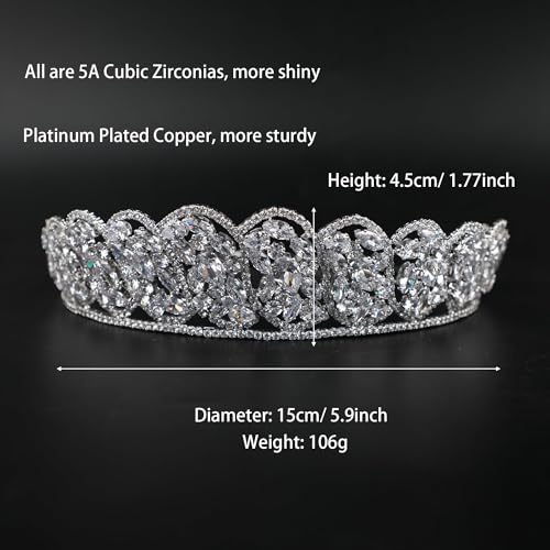 QXMYOO Princess Pearl Crowns Cubic Zirconia Queen Tiaras for Bride Headdress Vintage Birthday Prom Pageant Wedding Tiaras and Crowns Silver Crystal Bridal Hair Accessories