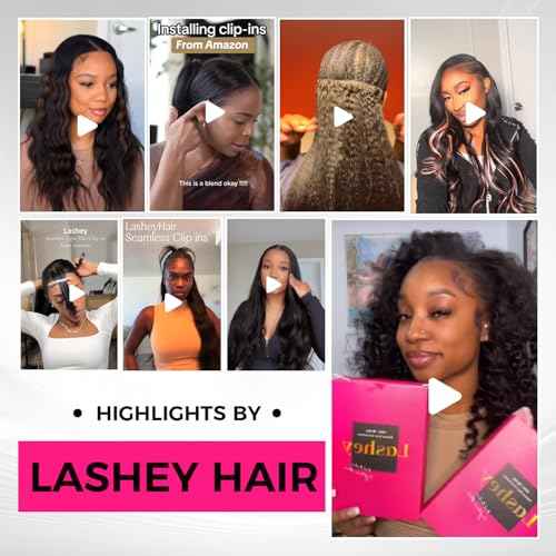 Lashey Seamless Clip-in Hair Extensions Human Hair Light Yaki Straight 16 Inch 7pcs 110g Natural Black PU Clip-in Hair Extensions