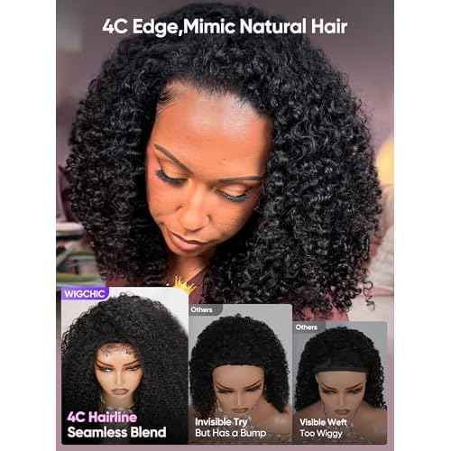12" Kinky Curly Half Wig Virgin Human Hair | Real 4C Hairline Flip Over | Drawstring Glueless | Beginner Protective 3C/4A | True Length No Cap | 3-in-1 Throw On N Go | Travel Friendly