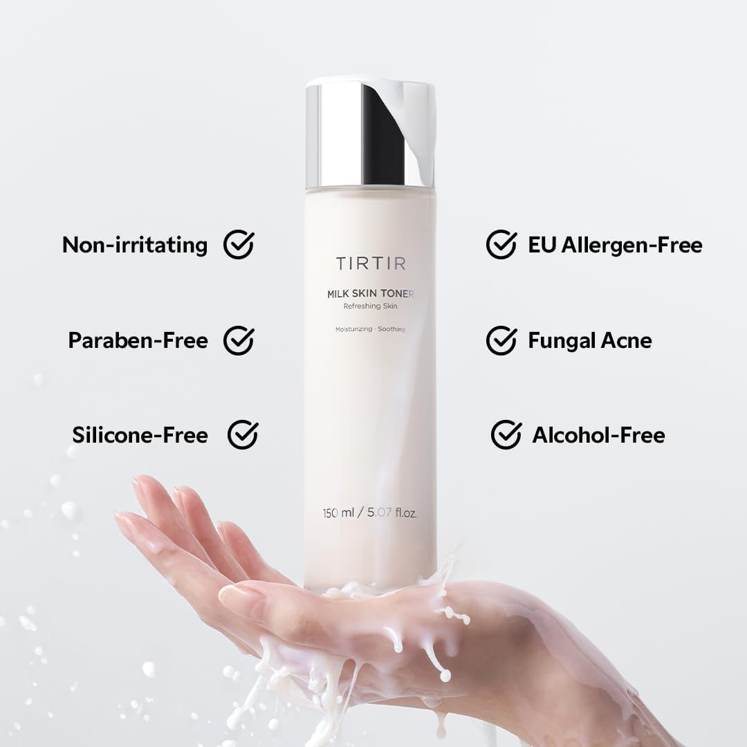 TIRTIR Milk Skin Rice Toner - Deeply Hydrating & Refreshing Formula with Niacinamide | 150ml / 5.07 fl. oz.