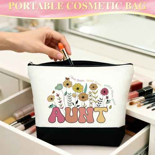 Aunt Gifts Best Auntie Gift ideas 10 PCS Birthday Gifts for Aunt from Niece Nephew, Best Aunt Ever Gifts Women Christmas Gifts, Include Tote Bag Makeup Bag 20 Oz Thermos Cup Photo Frame Socks Keychain