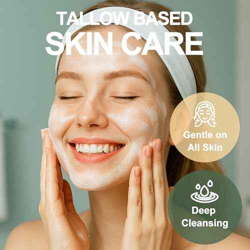 Beef Tallow for Skin Face Wash Grass Fed Beef Tallow Hydrating Facial Cleanser Skincare, Women Skin Care Tallow Gentle Face Cleanser Moisturizer, Face Exfoliating Face Wash, 5.07 FL. oz.