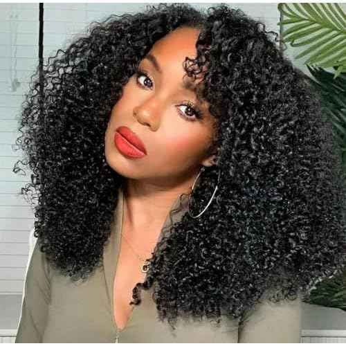 Larhali Kinky Curly Half Wig Human Hair 180% Density Wear And Go Glueless Wigs Human Hair 12 Inch Curly 3 In 1 Half Wigs for Women Drawstring Seamless Flip Headband Wig Beginner Friendly