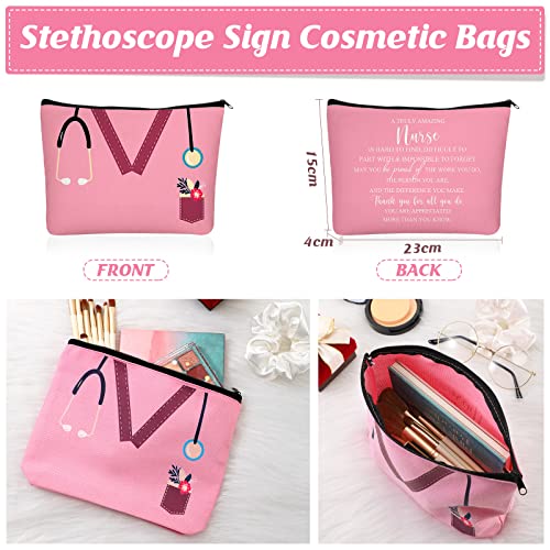 Sabary 20 Pcs Nurse Makeup Canvas Bags Bulk Nurse Appreciation Gifts Nursing Thank You Cosmetic Bag with Zipper Travel Work Accessories Pouch for Rad Tech Week Radiology Party Favors Christmas Gifts