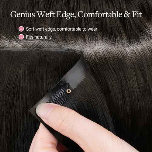 GOO GOO Genius Clip in Hair Extensions, 16inch 120g 7pcs, Seamless PU Clip in Hair Extensions, Virgin Real Human Hair, #(T2/6) P2 Dark Brown to Chestnut Brown