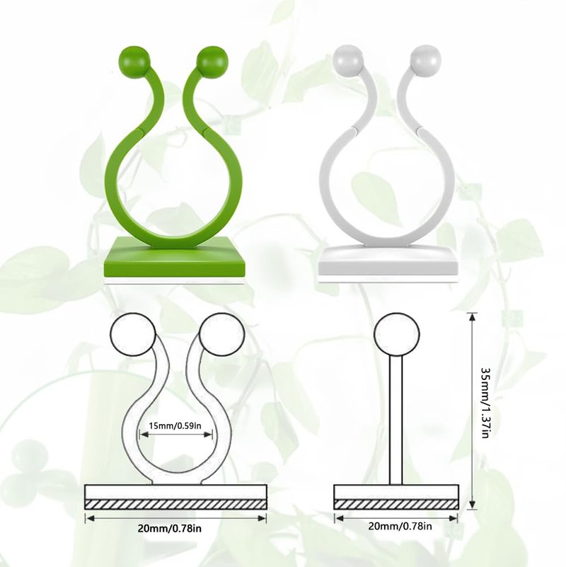 Plant Climbing Wall Fixture Clips, Plant Vine Wall Clips Wall Plant Support Hook, Invisible Plant Support Vine Clips, Plant Fixer Self-Adhesive Hook for Climbing Plants Indoor Outdoor (100, Green)