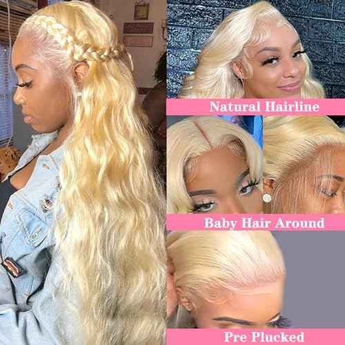 26 Inch Blonde Wig Human Hair 613 13x6 Lace Front Wig Human Hair Pre Plucked 180% Density Body Wave Transparent Lace Frontal Glueless Wigs Human Hair