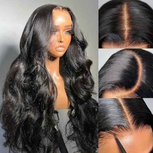 Body Wave Glueless Wig Human Hair Pre Plucked Pre Cut Glueless Lace Front Wig Ready to Wear 6x4 Body Wave Closure Wig Human Hair 180% Density Body Wave Pre Plucked Wig Natural Hairline 18 Inch