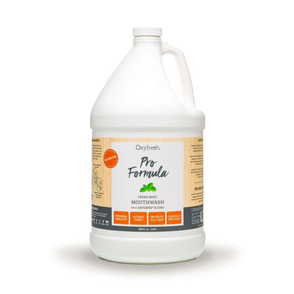 Oxyfresh Pro Formula Fresh Mint Mouthwash – Patented Zinc Mouthrinse for Fresh Breath, Healthy Gums & Bad Breath Treatment for Adults - Dye, Fluoride & Alcohol Free (1 Gallon)