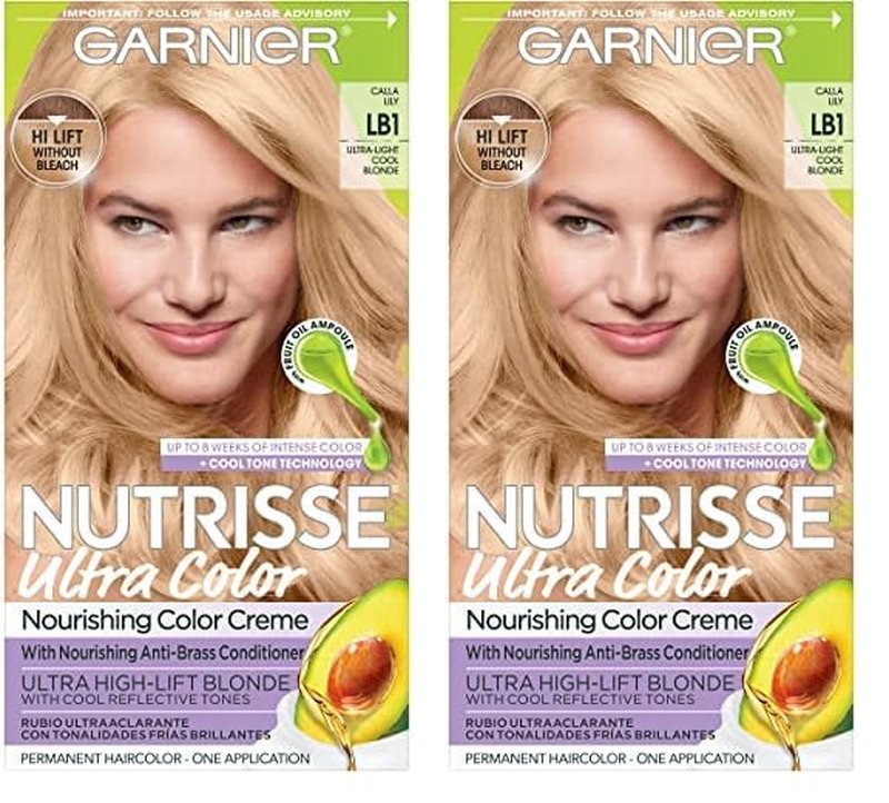 Garnier Nutrisse Ultra Color Permanent Hair Dye - LB1 Ultra Light Cool Blonde | Nourishing Creme, 1 Count