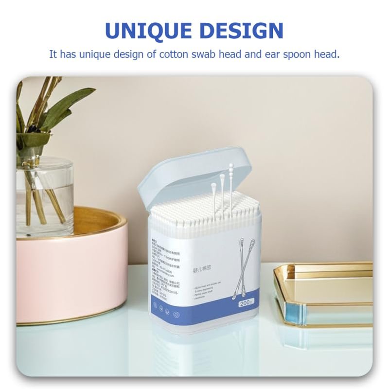 Baby Cotton Swabs - 600 Disposable Double-Ended Sticks for Ear Cleaning, Makeup Removal & Tattoo Care