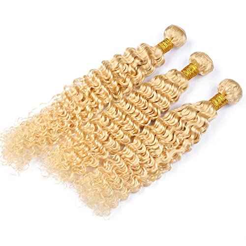 613 Deep Wave Bundle Blonde Human Hair 3 Bundles Brazilian Unprocessed Virgin Hair Extensions Double Weft Bundle For Women 18 20 22 Inch