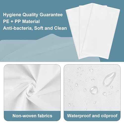 Disposable Massage Table Sheets 100PCS -Massage Bed Cover - Non-Woven Fabric Oil-Waterproof,Comfortable, Thick and Durable, Soft, Latex-free, Disposable Waterproof Sheets 31.5" x 74.9"(White)