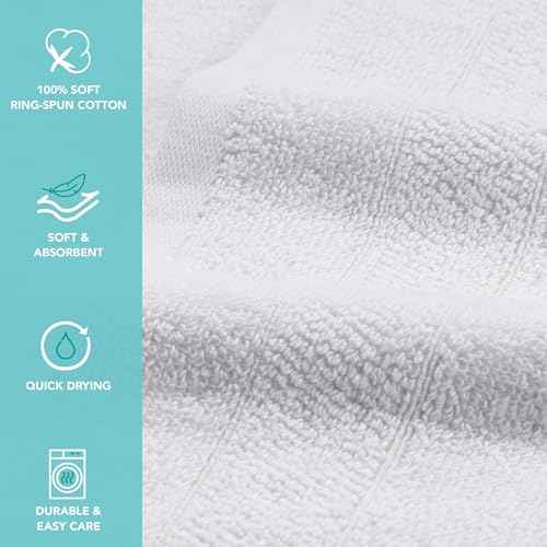 Arkwright Premium Washcloths - (Pack of 12) - Soft & Absorbent, 100% Ringspun Cotton, Contemporary Design Wash Cloths with Dobby, Multipurpose Fingertip Towels, White