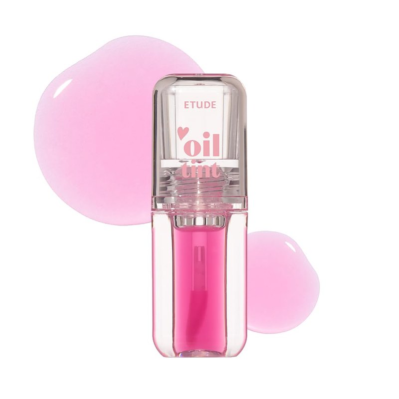 ETUDE Dear Darling Oil Tint #6 Pink Oil (0.14 fl.oz) | High Moisturizing and Strong Hydrating Lip Oil/Lip Gloss | Smooth and Moist Lips | Non-Sticky Lip Oil Tint For Dry Lips | K-beauty