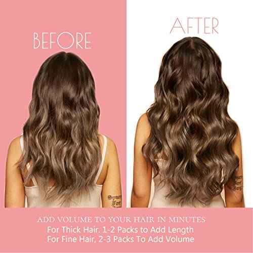Loxxy 20Inch Seamless Clip in Hair Extensions Remy Human Hair Chestnut Brown to Highlight Dark Brown With Dark Brown Roots Natural Seamless Hair Extensions Clip in With PU Weft 110Gram #R2-2/6