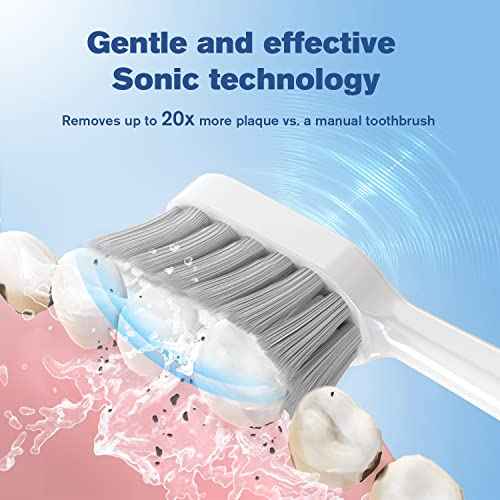 Sonic Electric Toothbrush for Adults, 48000 VPM High Power Rechargeable Toothbrush with 4 Premium Dupont Brush Heads, 3 Hours Fast Charge for 180 Days, Zinc Alloy Handle, 2 Min Timer(Black)