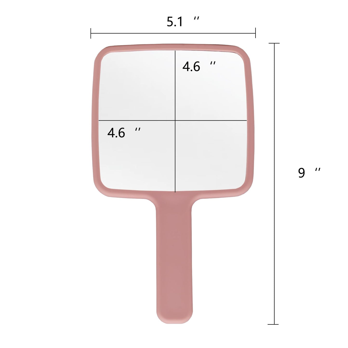 YCHMIR Square Hand Held Mirror Hand Mirror Travel Mirror Diamond Pattern 9 x 5.1 inch Pink