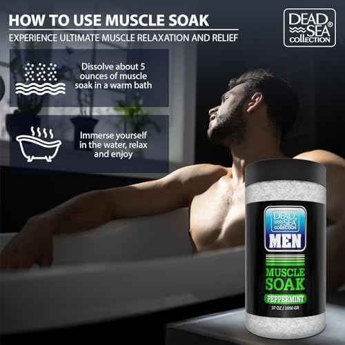 Dead Sea Collection Bath Salts for Men with Peppermint Oil ? Refreshing Soak for Muscle Recovery and Relaxation ? 100% Pure Dead Sea Salt Infused with Essential Minerals ? 37 Oz Jar