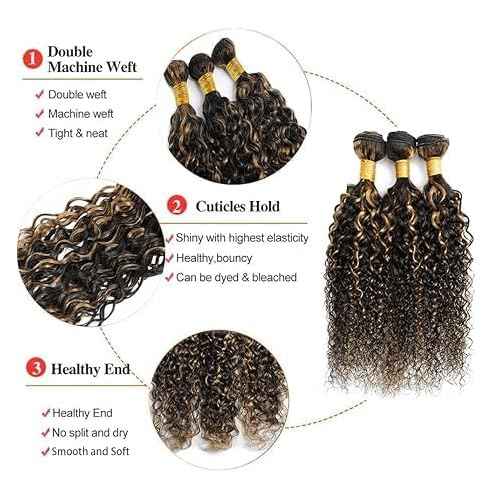 Highlight Bundles Human Hair Piano Color P1B27 Ombre Kinky Curly Bundles 26 28 30 Inch 2 Tone Natural Black and Honey Blonde Curly Bundle Double Weft Brazilian Human Hair Extensions