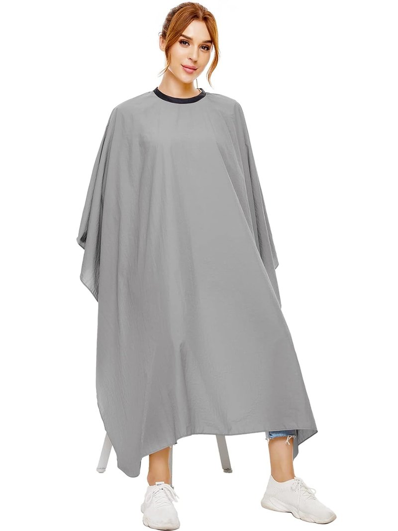 Hair Cutting Cape - Waterproof Nylon Salon Cape for Adults | Adjustable Snap Closure - 56 x 64 Inch Grey Barber Cape