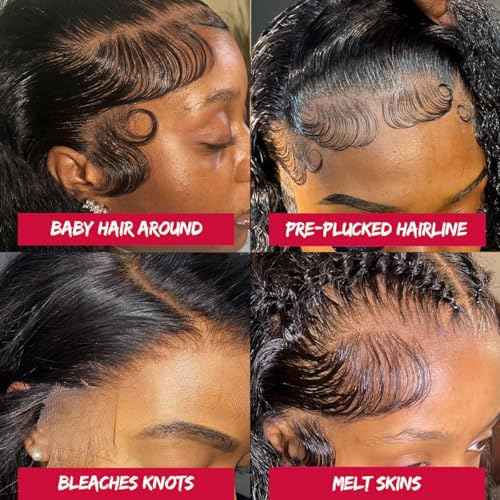 Deep Wave Lace Front Wigs Human Hair Pre Plucked 13x6 HD Lace Frontal Wigs Human Hair 200 Density Deep Curly Glueless Wigs Human Hair For Black Women 26 Inch Natural Color