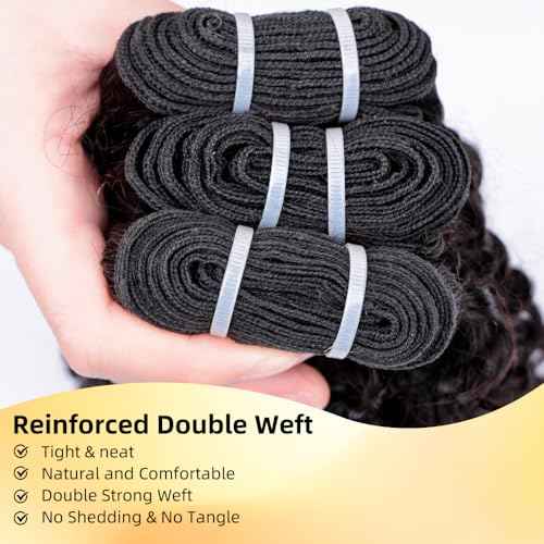 MsSunlight Burmese Curly Bundles Human Hair 22 Inch 100% Unprocessed Quick Weave 15A Water Wave with Spiral Curly End Real Human Hair Extensions Natural Black