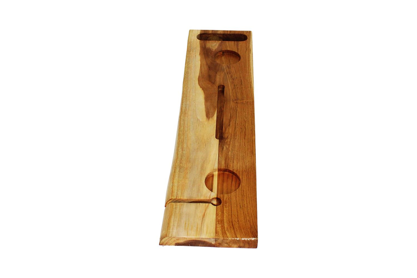 EcoDecors Eleganto 36" Live Edge Solid Teak Bath Caddy Tray with Handle, Book & Tablet Holder, Wine Glass Holders, Luxury Bathtub Tray