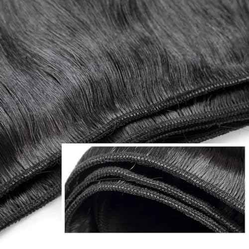 Straight 3 Bundles Human Hair 22 24 26 Inch 100% Unprocessed Brazilian Virgin Human Hair Bundles Double Weft Weave Bundles Straight Hair 70g/Bundle Hair Natural Color
