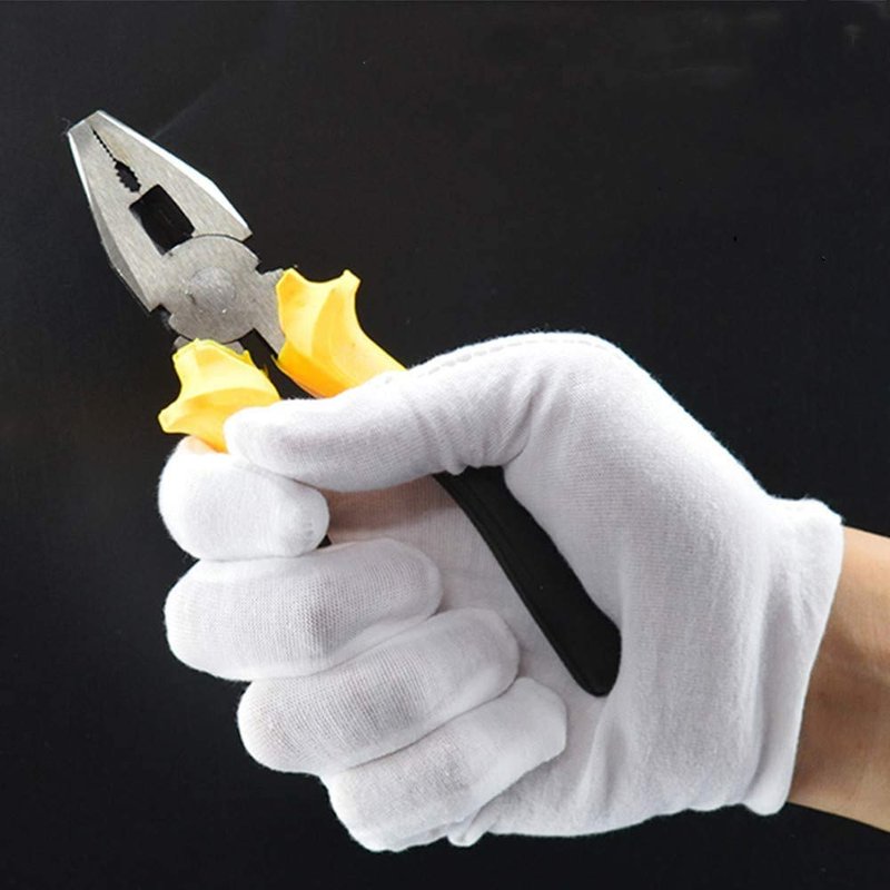 12Pairs White Cotton Gloves for Eczema and Dry Hands - Breathable Work Glove Liners - Moisturizing SPA Soft Jewelry Inspection Gloves - Stretchy Fit Cloth Gloves for Most Women