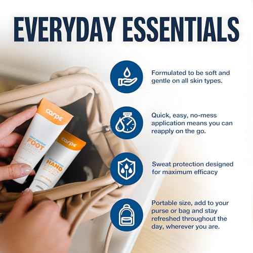Carpe Sweat Absorbing Hand and Foot Lotion Bundle (3 Hand and 3 Foot Tubes), Stop Sweaty Hands and Sweaty, Smelly Feet, Dermatologist-Recommended