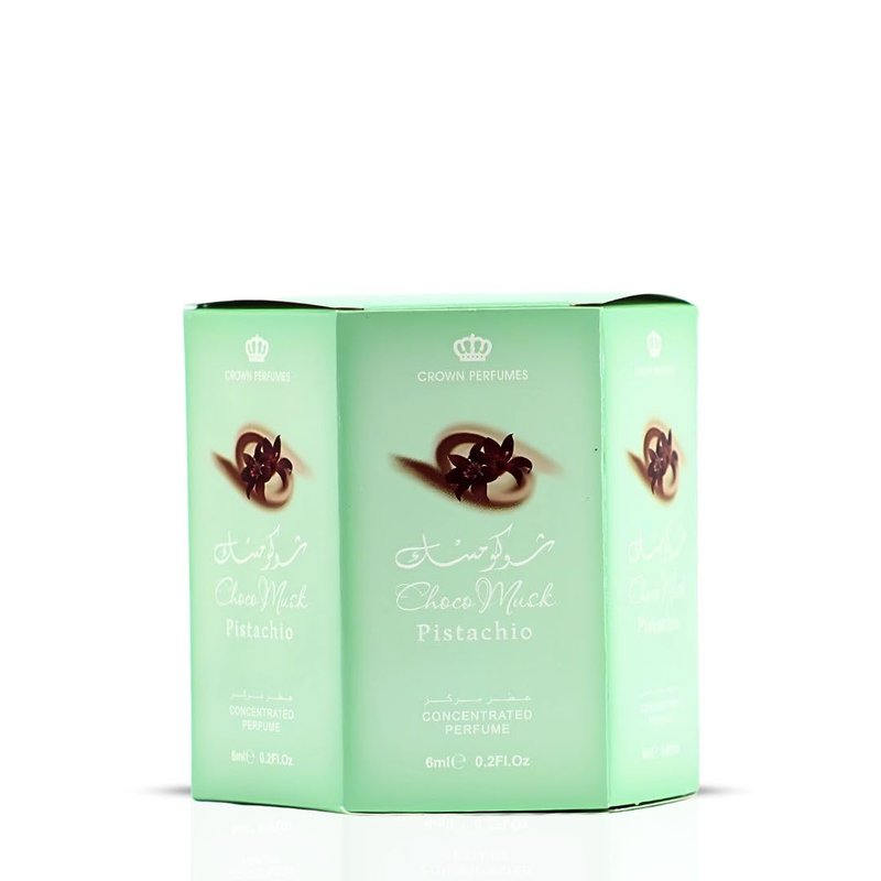 Al-Rehab Choco Musk Pistachio Perfume Oil Roll-On - 6ml (0.2 oz) | Nutty Gourmand Fragrance with Pistachio, Chocolate & Vanilla | Sweet, Creamy & Addictive | Long-Lasting Scent (Box of 6)