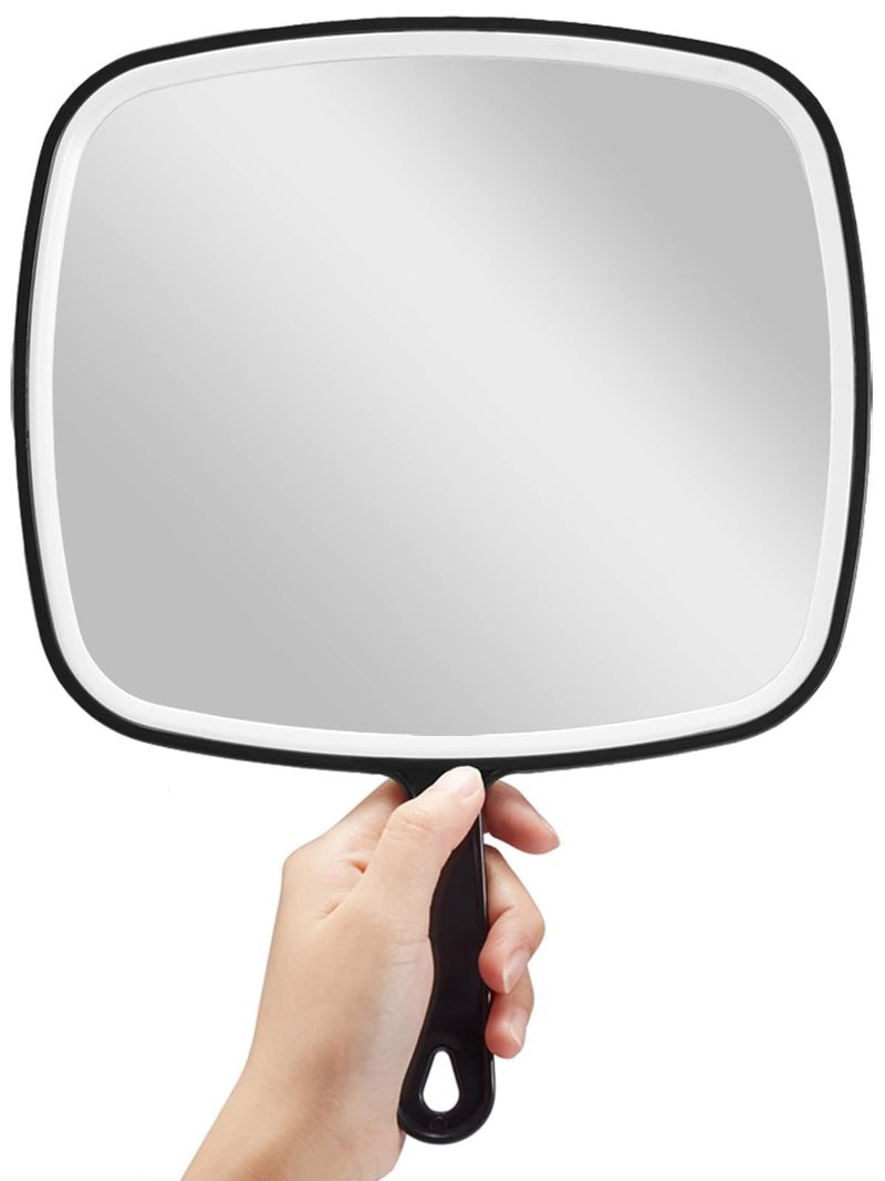 OMIRO Hand Mirror, Extra Large Black Handheld Mirror with Handle, 12.4" L x 9" W