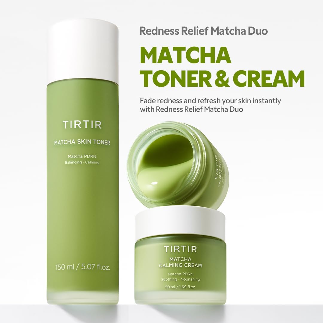 TIRTIR Matcha PDRN Duo - Korean Skincare Bundle for Redness Relief & Hydration | Sensitive Skin Care
