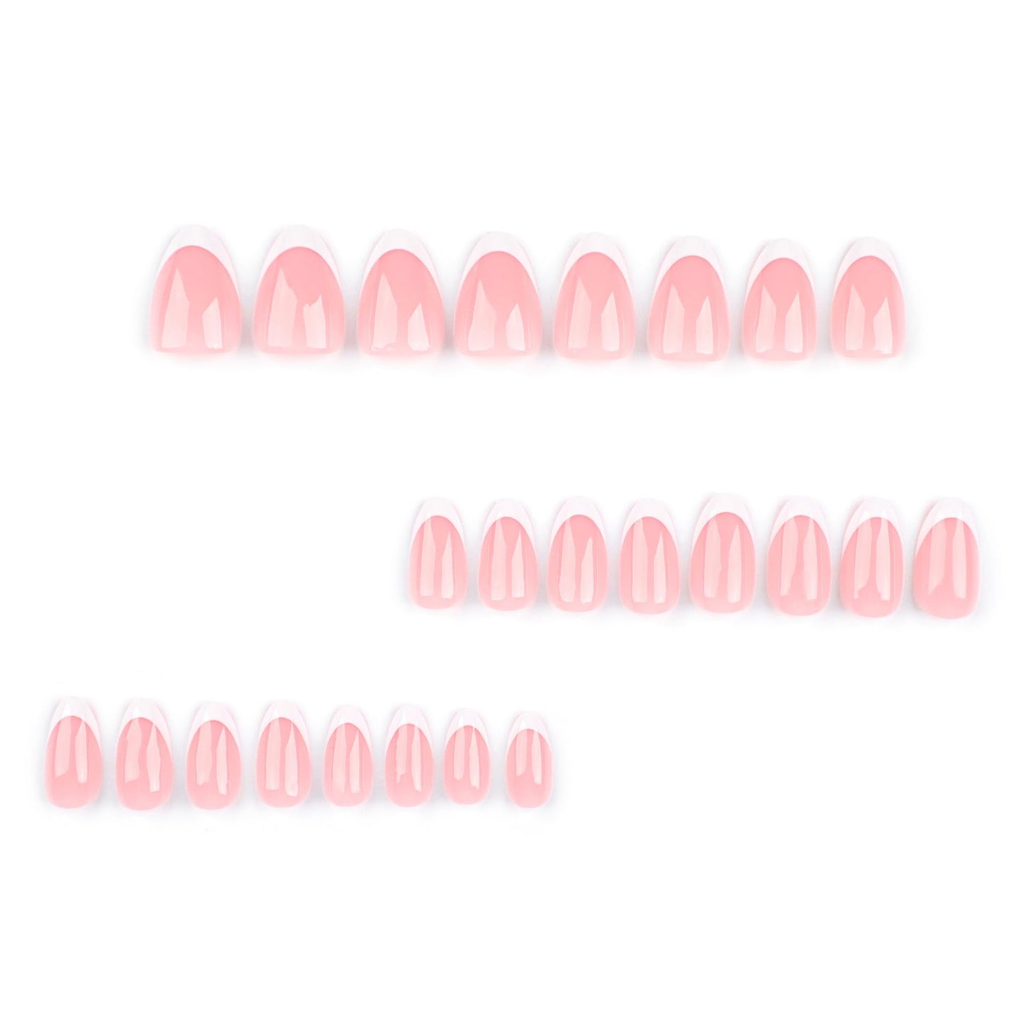 White French Tip Press on Nails Short Almond Fake Nails with Designs Ombre False Nails Gel Artificial Acrylic Nail Nude Fingernails Glossy Natural Reusable Stick on Nails for Women 24Pcs