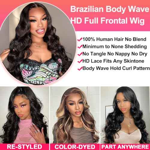 20 Inch Lace Front Wigs Human Hair Body Wave 13x6 HD Lace Frontal Wig Pre Plucked Bleached Knots With Baby Hair 180 Density Brazilian Human Hair Wigs for Black Women