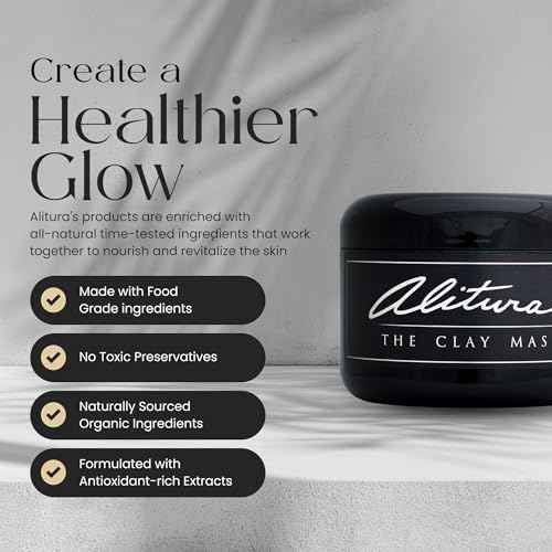 Alitura Clay Face Mask ? Exfoliating, Hydrating & Anti-Aging Facial Mask with Vitamin C & Pearl Powder ? Pore Cleansing Face Mask for Acne, Blackheads & Glowing Skin ? 7.1 oz