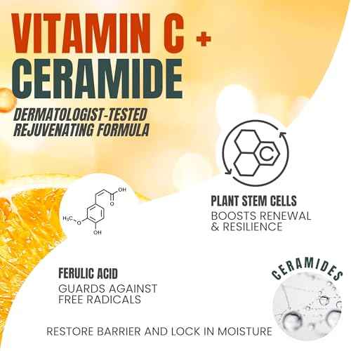 Alozera Vitamin C Body Lotion with Ceramides & Stem Cells, Anti-Aging Moisturizing Body Cream for Noticeably Brightening & Visibly Even Skin Tone, Lightweight, Fragrance Free, 16.9 oz, 2 Pack