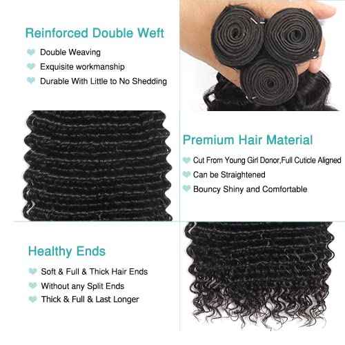 34 34 34 Inch Deep Wave Bundles Human Hair Unprocessed Brazilian Virgin Hair Extensions Raw Loose Deep Wave Bundles Huma Hair
