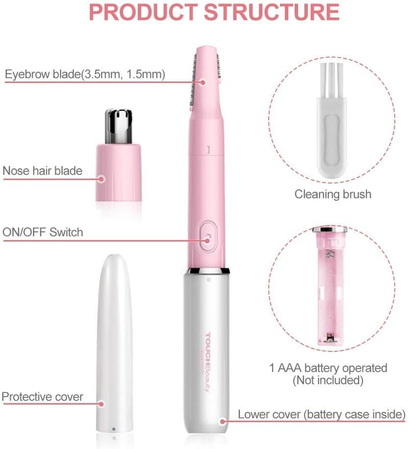 Hair Trimmer for Face, Eyebrow, Nose & Body Hair Removal - Dual Blades, Battery Powered, All-in-One Solution for Men & Women