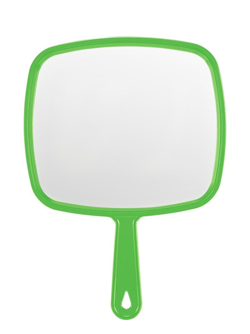 BEFUI Extra Large Handheld Mirror，Hand Salon Mirror with Handle for Barbers, Hairdressing (Green，12.4" Lx 9" W)