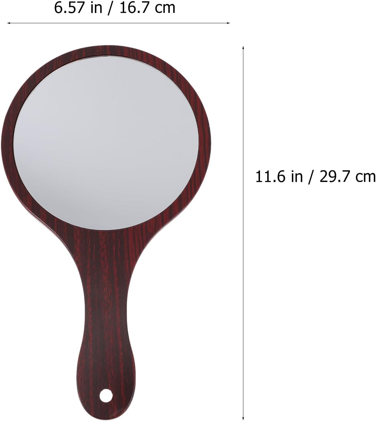 Wooden Handle Handheld Makeup Mirror - Lightweight Round Cosmetic Mirror for Travel & Home Use