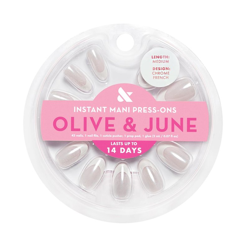 Olive & June Press-On Nails - Instant Mani Set with 42 Non-Toxic, Long-Lasting Designs | Spring Flowers & Patterns | Medium Oval