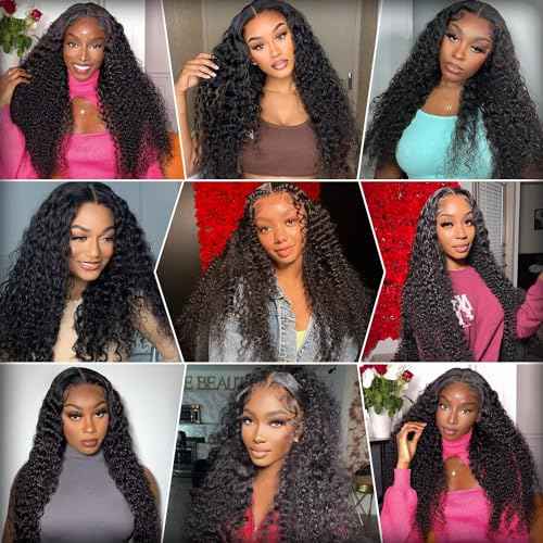 Deep Wave Lace Front Wigs Human Hair 13x4 Deep Curly Lace front Wigs Pre Plucked with Baby Hair Curly Wigs for Black Women 180% High Density 18 Inch
