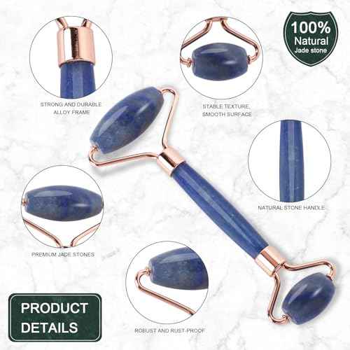 Jade Roller for Face, Facial Roller Massager Skin Care Tool, Gua Sha Facial Tools for Face, Neck, Eyes, Reduce Puffiness of The Skin(Blue)