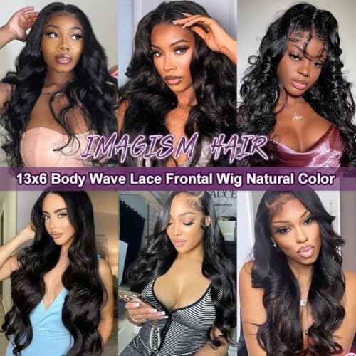 28 Inch 13x6 Lace Front Wigs Human Hair Pre Plucked 220% Density Body Wave HD Lace Front Wigs Human Hair Natural Black Glueless Frontal Wig for Women