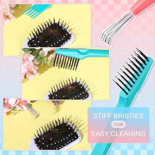Boao 4 Pcs Hair Brush Cleaning Set Tool Mini Hair Cleaning Brush Cleaner Tool for Removing Dust Home Salon Use(Green)