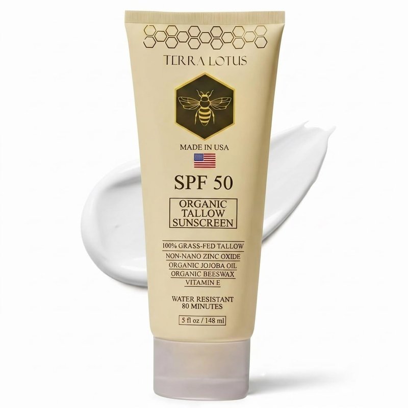 Organic Tallow Mineral Sunscreen - 50 SPF - For Face and Body - With 100% Grass-Fed Tallow and Non-Nano Zinc Oxide Reef Safe - (5 Oz)