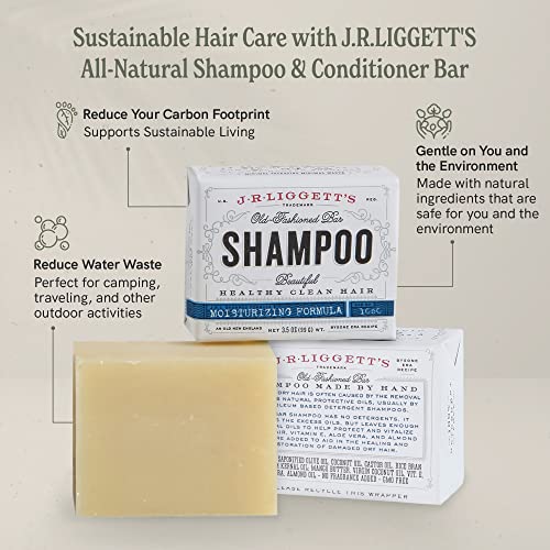 J.R.LIGGETT¡¯S Shampoo and Conditioner Bar - Conditioner 1.75oz + Two Moisturizing Formula Solid Shampoo Bar 3.5oz - All-Natural Ingredients for Hair Clean, Soft, Tangle-Free, 3 Pack