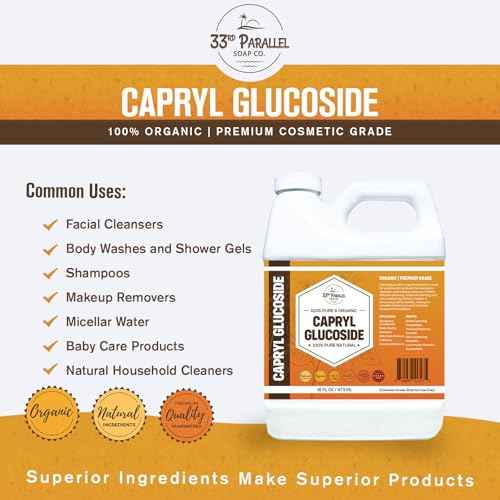 Capryl Glucoside Liquid Surfactant (16 oz) - Caprylyl Natural, Plant Derived, DIY Skin Care - Facial Cleansers, Body Washes, Shower Gels, Foaming, Body Soap, Shampoos, 16 ounce